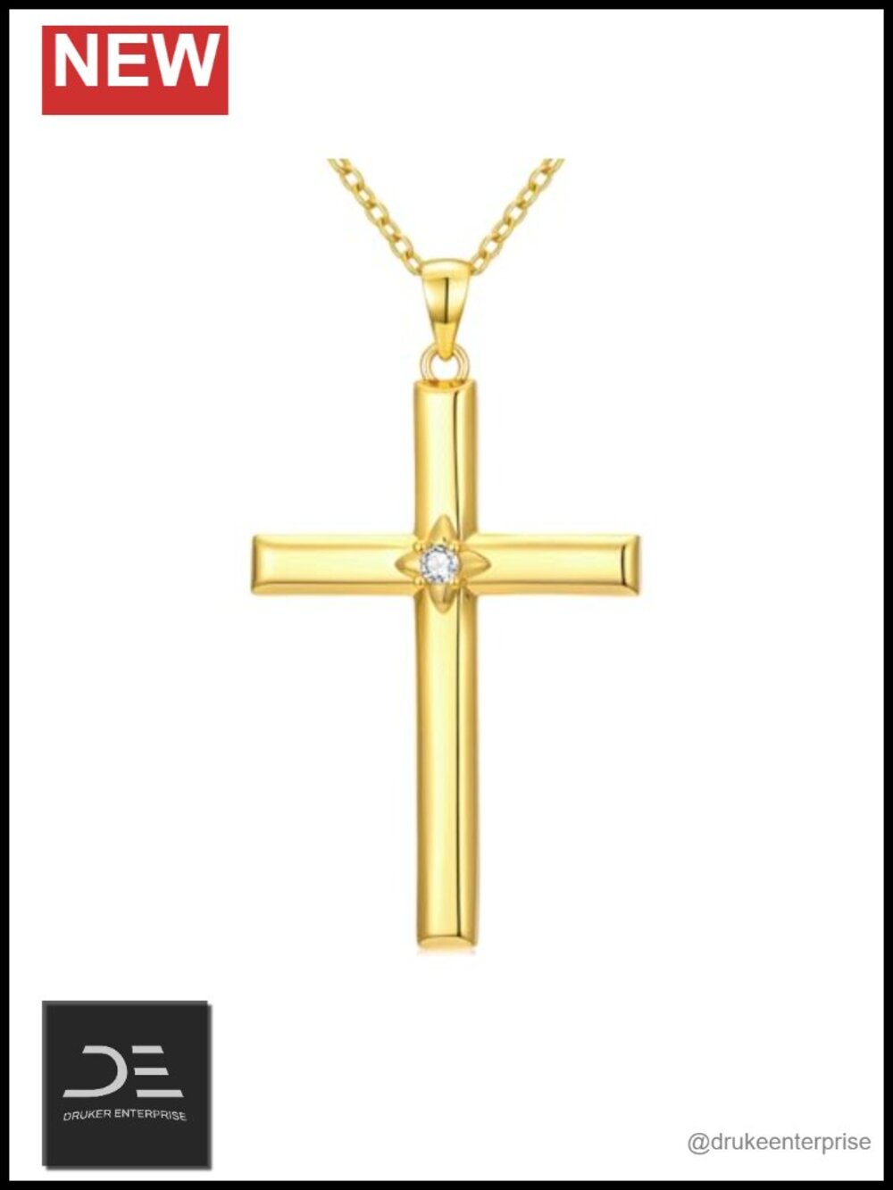 18K Gold Cross Pendant Necklace for Women Hypoallergenic Faith Jewelry